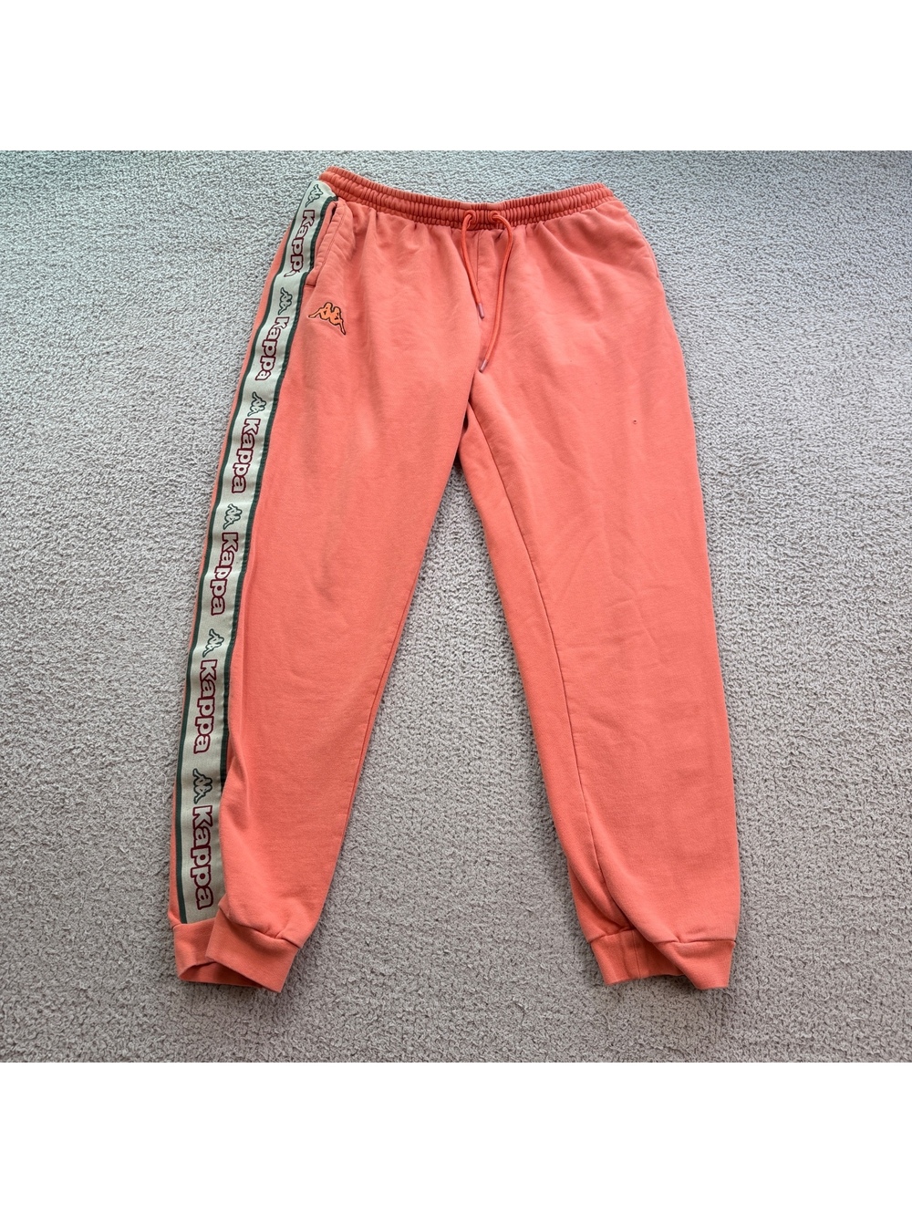 Kappa 222 Banda Men’s Coral Logo Tape Jogger Sweatpants Drawstring Pants L
